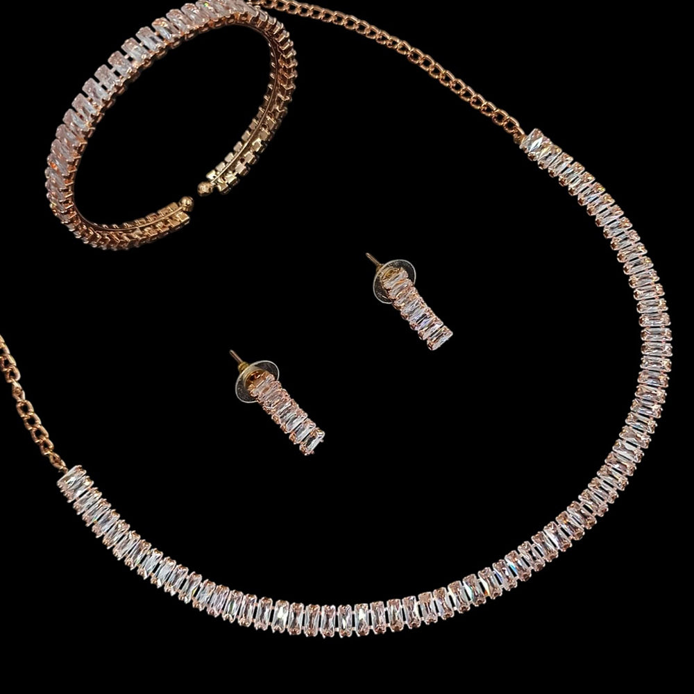 NAFJ Rose Gold \ Silver Plated American Diamond Combo Set