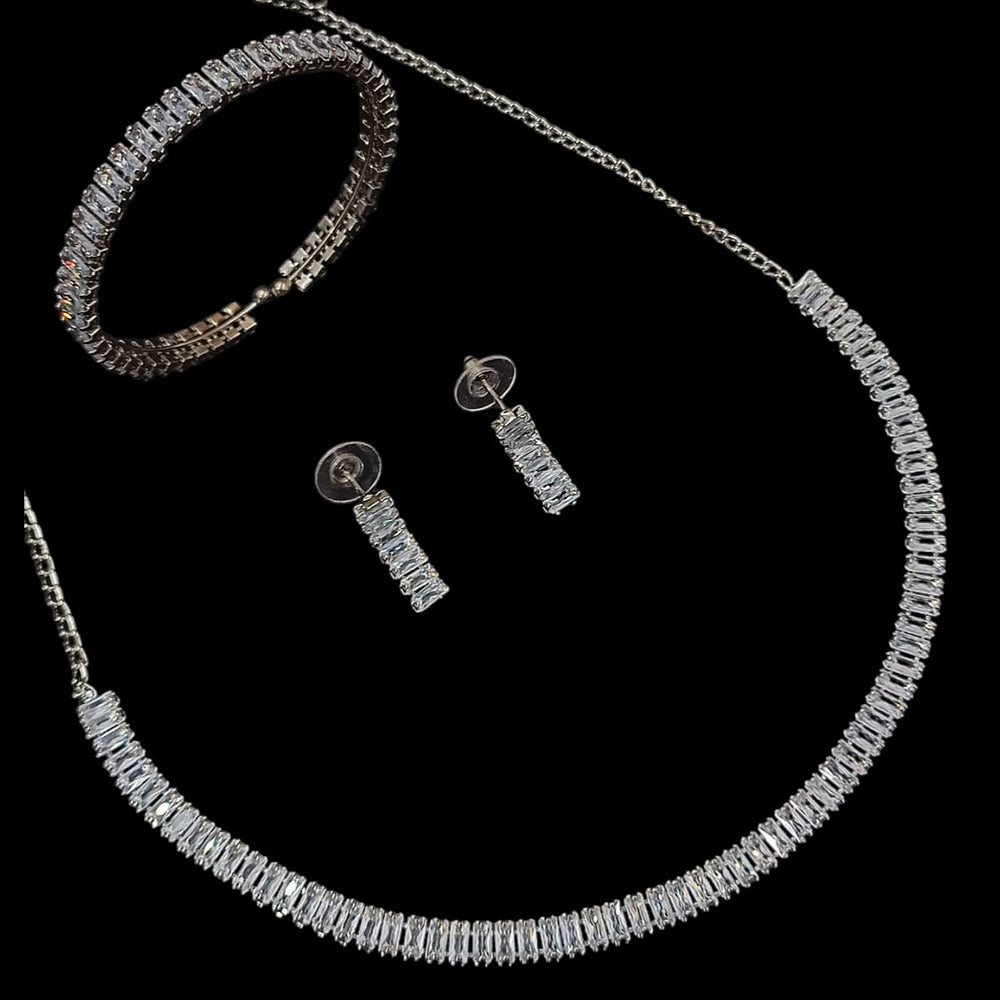 NAFJ Rose Gold \ Silver Plated American Diamond Combo Set