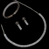 NAFJ Rose Gold \ Silver Plated American Diamond Combo Set