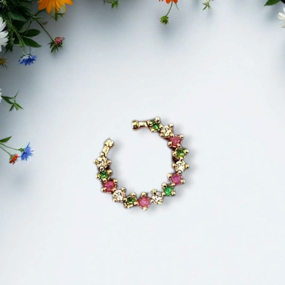 NAFJ Gold Plated Austrian Stone Nose Ring