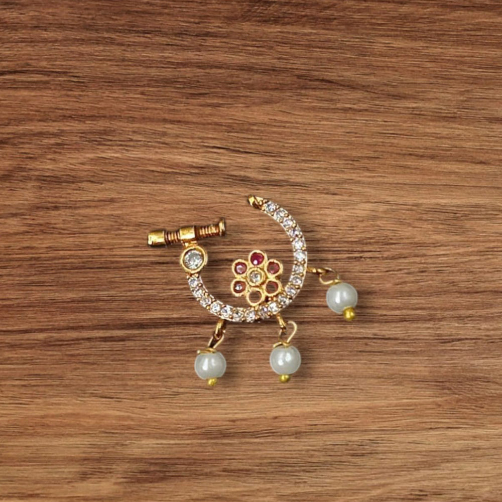 NAFJ Gold Plated Austrian Stone Nose Ring