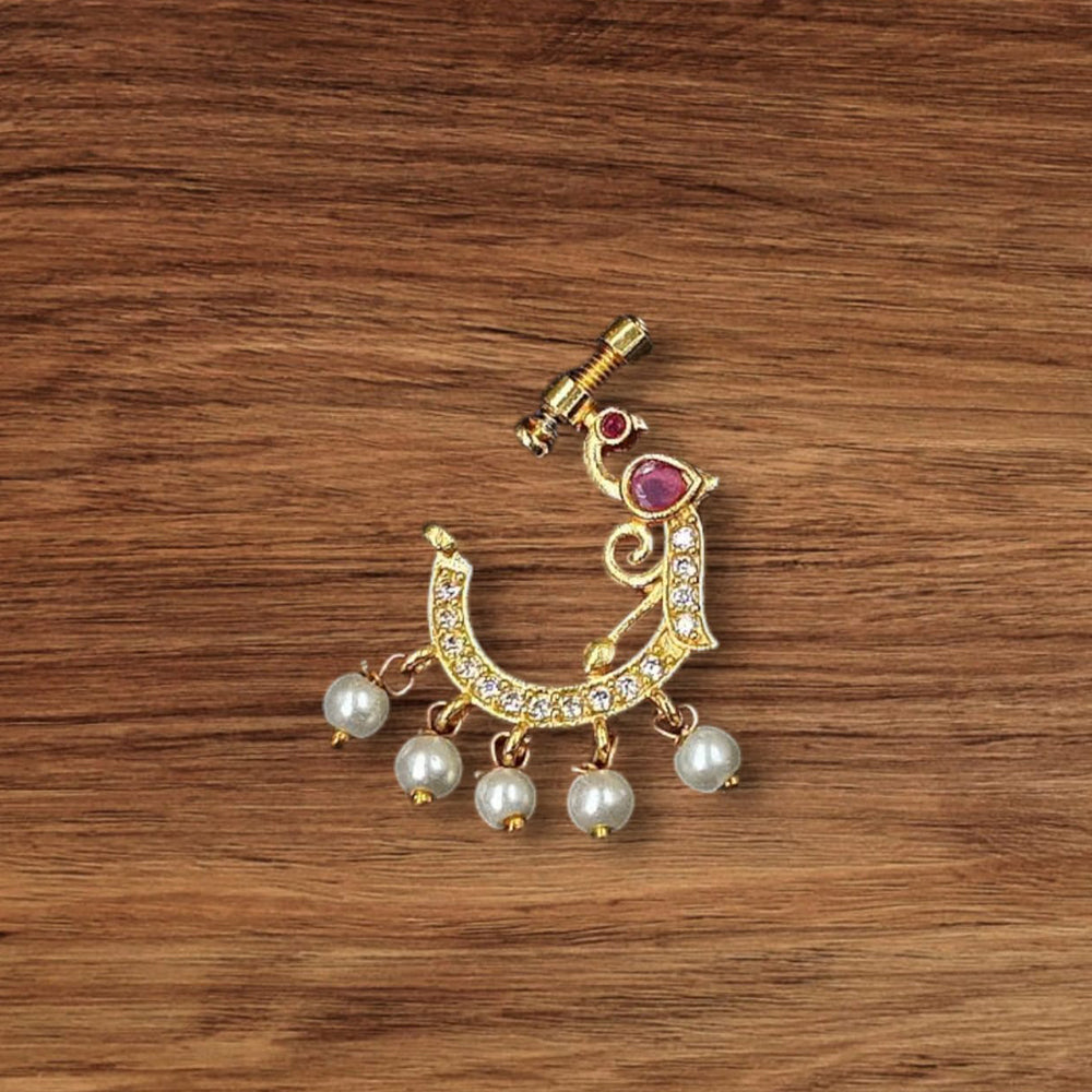 NAFJ Gold Plated Austrian Stone Nose Ring