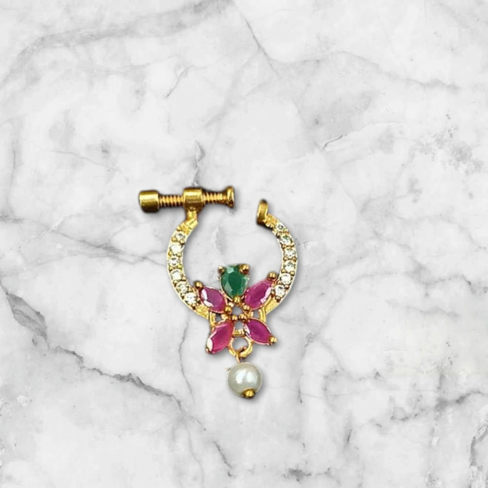 NAFJ Gold Plated Austrian Stone Nose Ring