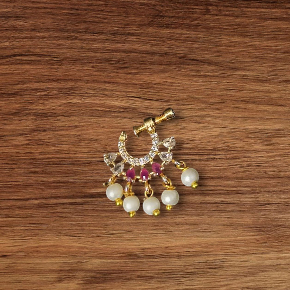 NAFJ Gold Plated Austrian Stone Nose Ring