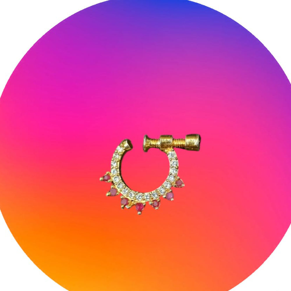 NAFJ Gold Plated Austrian Stone Nose Ring