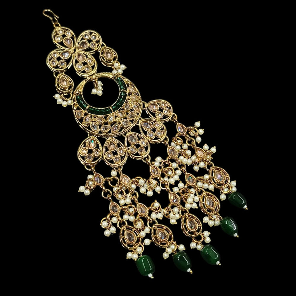 NAFJ Gold Plated Crystal Stone And Pearls Pasa