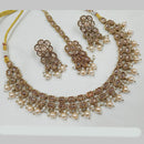 NAFJ Gold Plated Crystal Pearl And Beads Necklace Set
