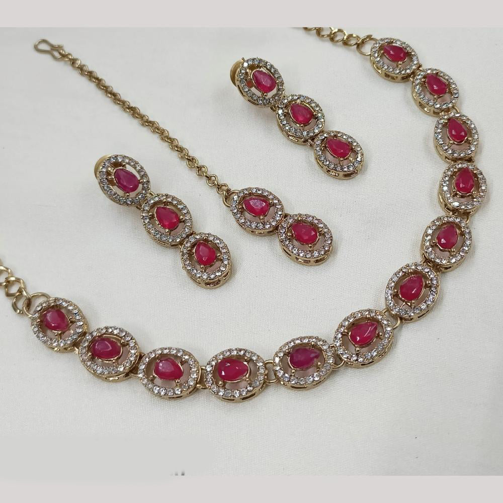 NAFJ Gold Plated Crystal And Austrian Stone Necklace Set