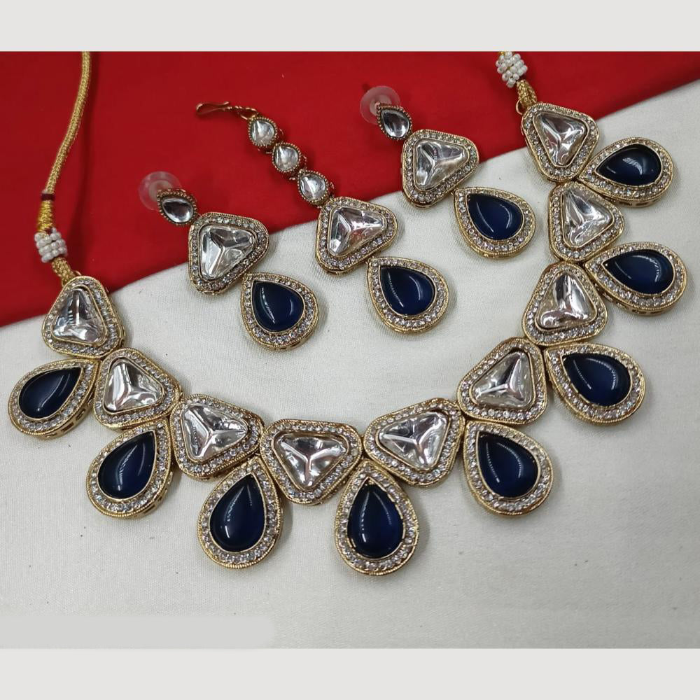 NAFJ Gold Plated Kundan And Austrian Stone Necklace Set