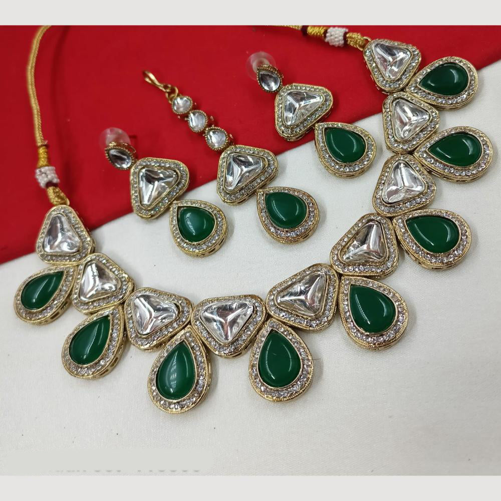 NAFJ Gold Plated Kundan And Austrian Stone Necklace Set
