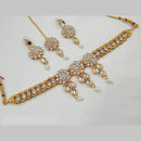 NAFJ Gold Plated Kundan And Pearl Choker Necklace Set