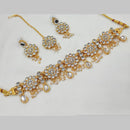 NAFJ Gold Plated Kundan And Pearl Choker Necklace Set