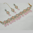 NAFJ Gold Plated Kundan And Austrian Pearl Choker Necklace Set