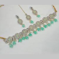NAFJ Gold Plated Kundan And Austrian Pearl Choker Necklace Set