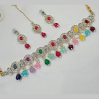 NAFJ Gold Plated Kundan And Austrian Pearl Choker Necklace Set