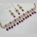 NAFJ Gold Plated Kundan And Austrian Pearl Choker Necklace Set