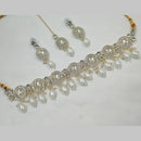 NAFJ Gold Plated Kundan And Austrian Pearl Choker Necklace Set