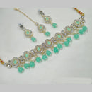 NAFJ Gold Plated Kundan And Austrian Pearl Choker Necklace Set 