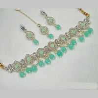 NAFJ Gold Plated Kundan And Austrian Pearl Choker Necklace Set 