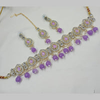 NAFJ Gold Plated Kundan And Austrian Pearl Choker Necklace Set