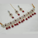 NAFJ Gold Plated Kundan And Austrian Pearl Choker Necklace Set