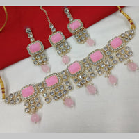 NAFJ Gold Plated Crystal And Austrian Pearl Choker Necklace Set
