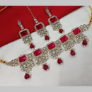 NAFJ Gold Plated Crystal And Austrian Pearl Choker Necklace Set