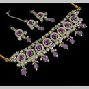 NAFJ Gold Plated Kundan And Austrian Pearl Choker Necklace Set