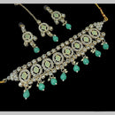 NAFJ Gold Plated Kundan And Austrian Pearl Choker Necklace Set