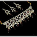 NAFJ Gold Plated Kundan And Austrian Pearl Choker Necklace Set