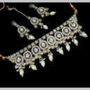 NAFJ Gold Plated Kundan And Austrian Pearl Choker Necklace Set