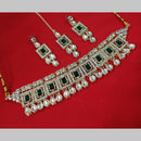 NAFJ Gold Plated Kundan And Austrian Pearl Choker Necklace Set 