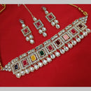 NAFJ Gold Plated Kundan And Austrian Pearl Choker Necklace Set