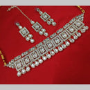 NAFJ Gold Plated Kundan And Austrian Pearl Choker Necklace Set