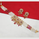 NAFJ Gold Plated Pota And Pearl Choker Necklace Set