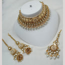 NAFJ Gold Plated Kundan And Beads Choker Necklace Set 