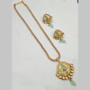 NAFJ Gold Plated Kundan And Meenakari Chain Pendant Set