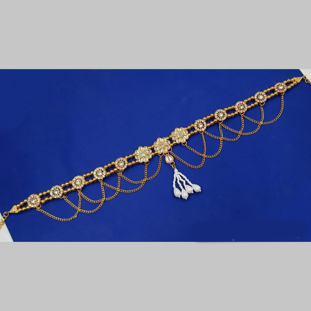 NAFJ Gold Plated Austrian Stone And Pearl Kamarbandh