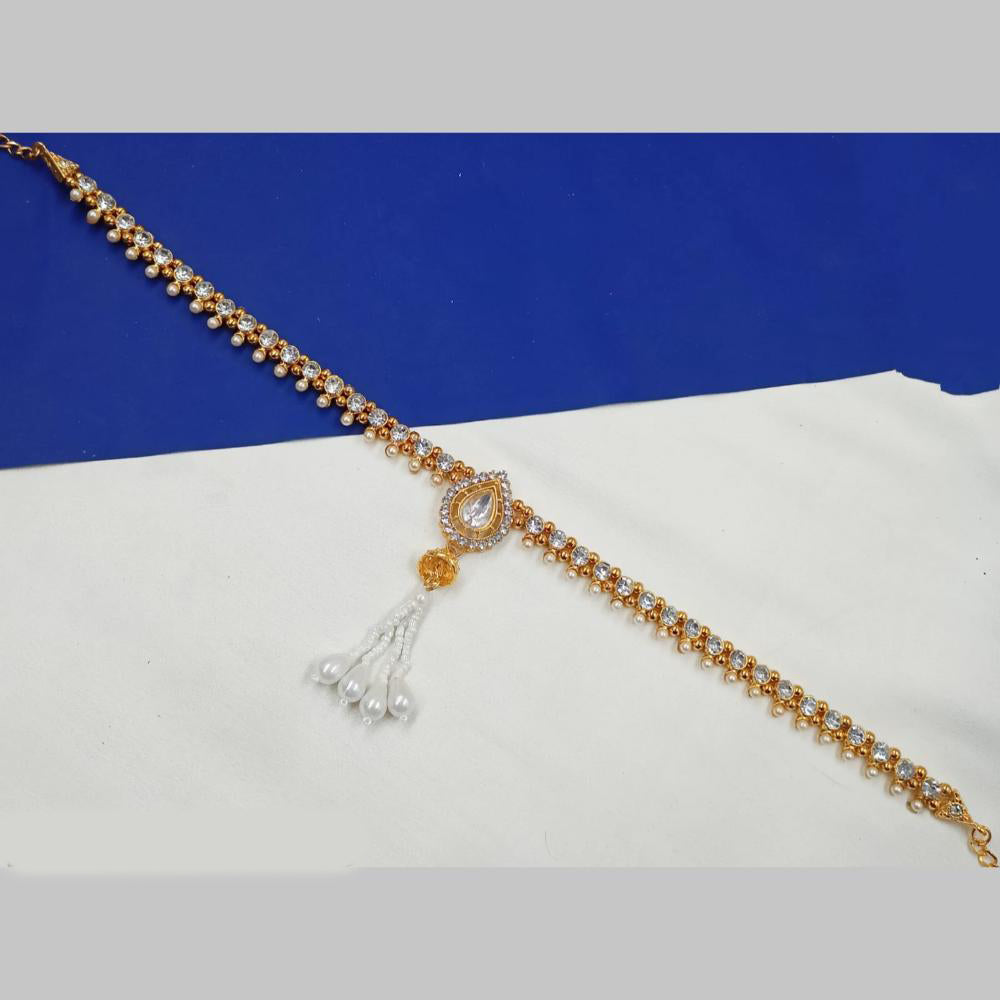 NAFJ Gold Plated Austrian Stone And Pearl Kamarbandh