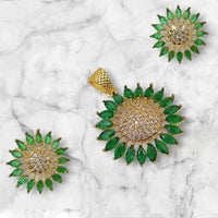 NAFJ Gold Plated American Diamonds Pendant Set