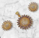 NAFJ Gold Plated American Diamonds Pendant Set