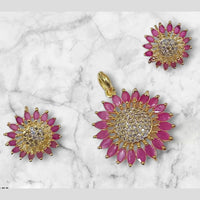 NAFJ Gold Plated American Diamonds Pendant Set