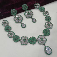 NAFJ Silver Plated American Daimonds Necklace Set 