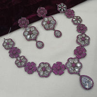 NAFJ Silver Plated American Daimonds Necklace Set