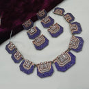 NAFJ Rose Gold Plated American Daimonds Necklace Set 