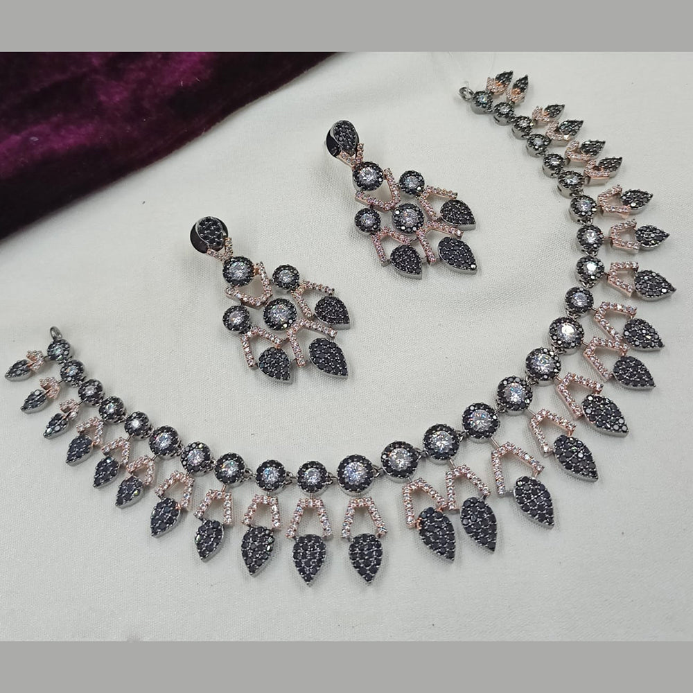 NAFJ 2 Tone Plated American Daimonds Necklace Set