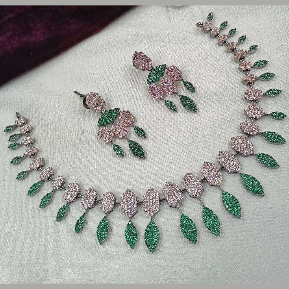 NAFJ 2 Tone Plated American Daimonds Necklace Set