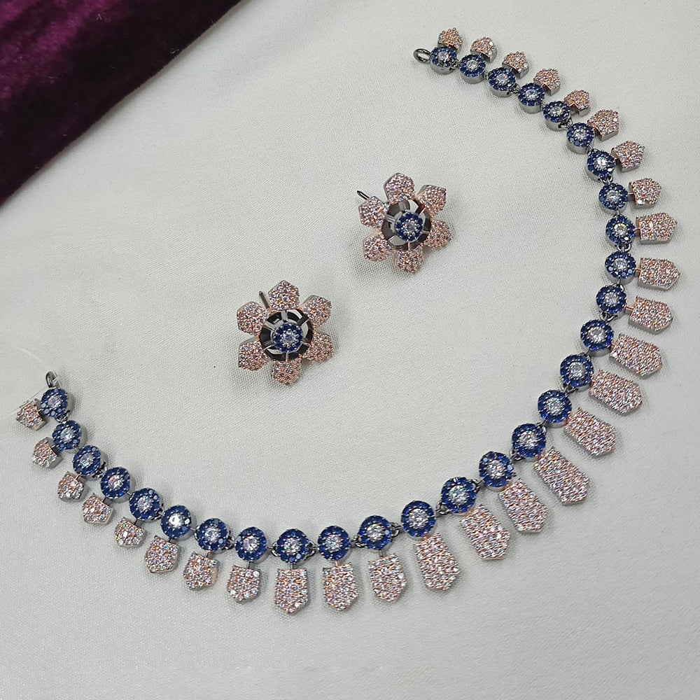 NAFJ 2 Tone Plated American Daimonds Necklace Set