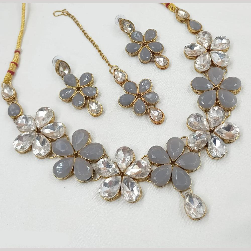 NAFJ Gold Plated Crystal Stone Necklace Set