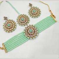 NAFJ Gold Plated Kundan And Beads Choker Necklace Set